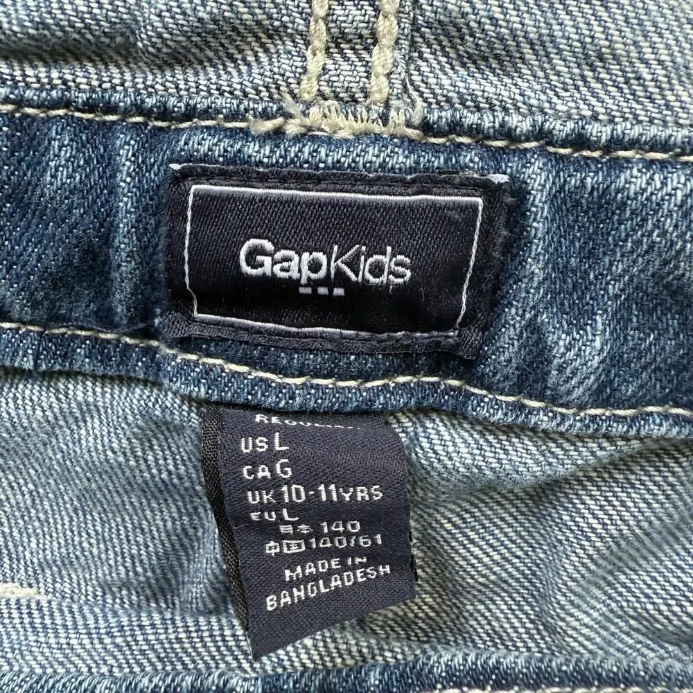 Gap Kids Denim Jean Overalls Coveralls Distressed Size L School Distressed